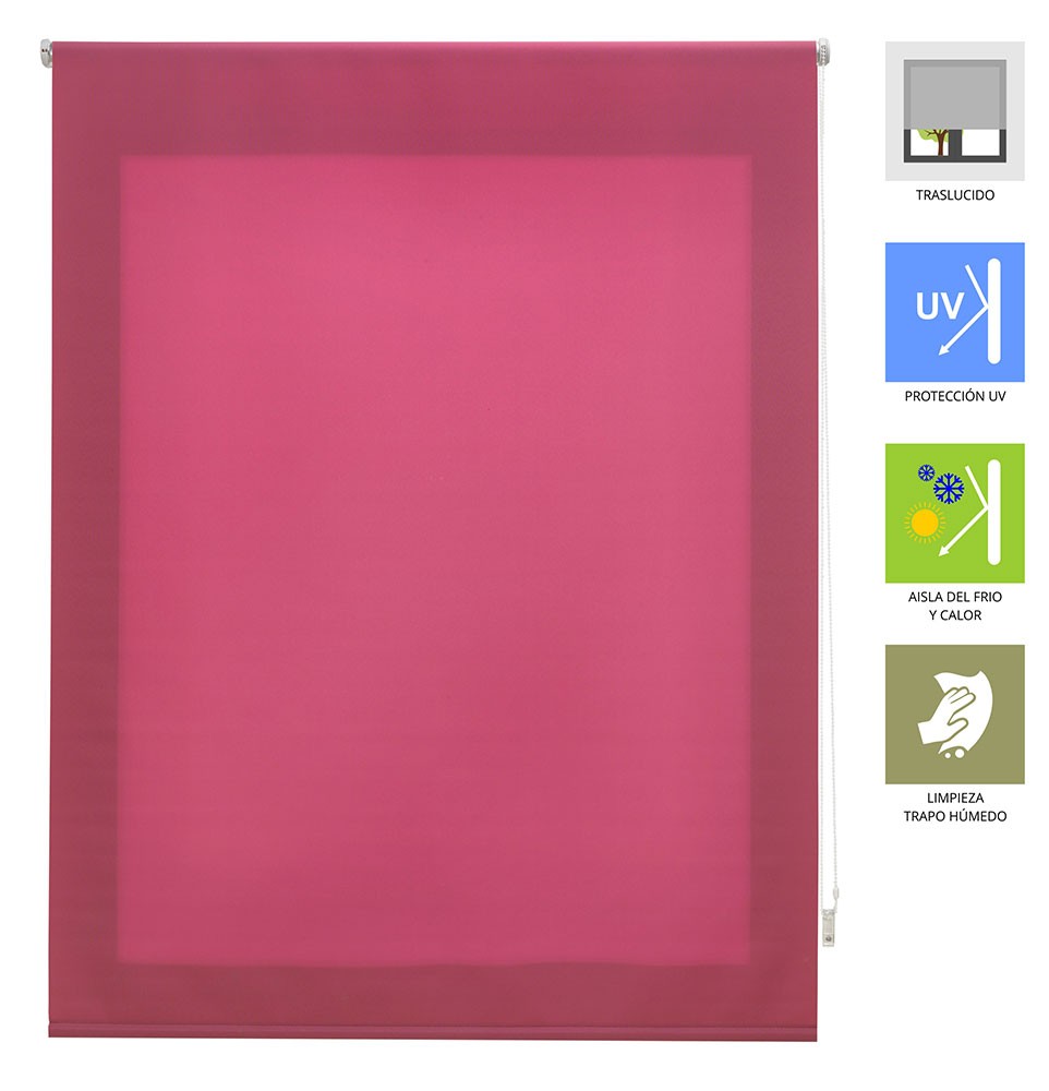 Blindecor, Estor Enrollable Noche y Día a Medida, Doble Capa, Color Rosa, 160 x 250 cm (Ancho por Alto) Tamaño de la Tela 157 x 245 cm